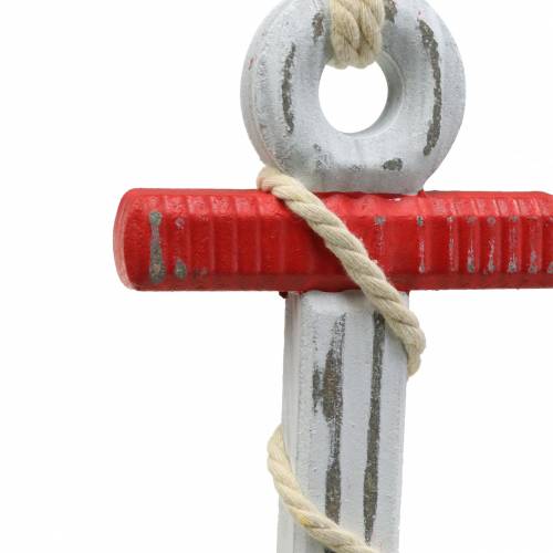 Floristik24 Deco ankertre rød/blå, hvit 15×23,5cm sett med 2 stk