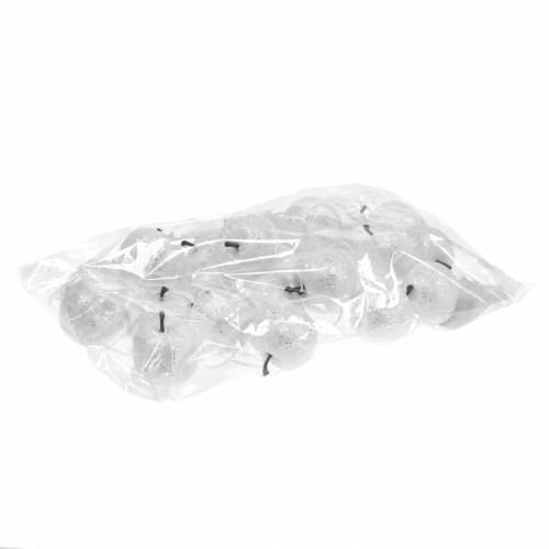 Floristik24 Deco mini eple glitter hvit juletrepynt Ø3,5cm 24 stk