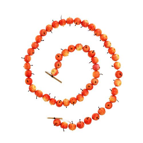 Floristik24 Eplekrans laget av 55 mini-epler gul-oransje 113cm