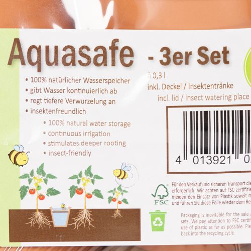 Aquasafe vannreservoar med insektsdrikketrau for hage, balkong, terrasse, 12 cm, 3 stk. | Floristik24.no