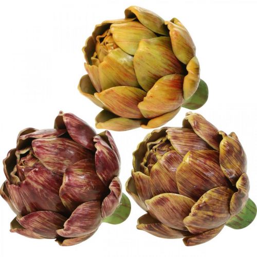 Floristik24 Artisjokk kunstige grønnsaker Deco-farget assortert H10,5 cm 3 stk.