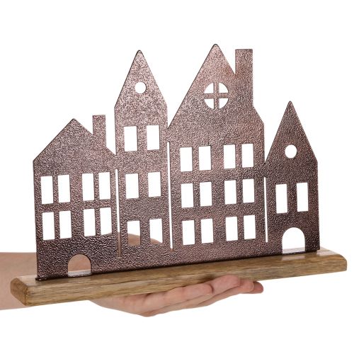 Husrekkedekorasjon, metall med trebase, 30 cm | Floristik24.no