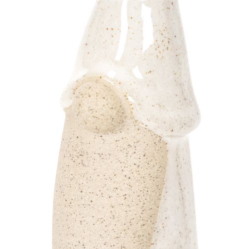 Dekorativ gnomfigur, lys keramikk, skandinavisk stil, 18 cm, 3 deler | Floristik24.no