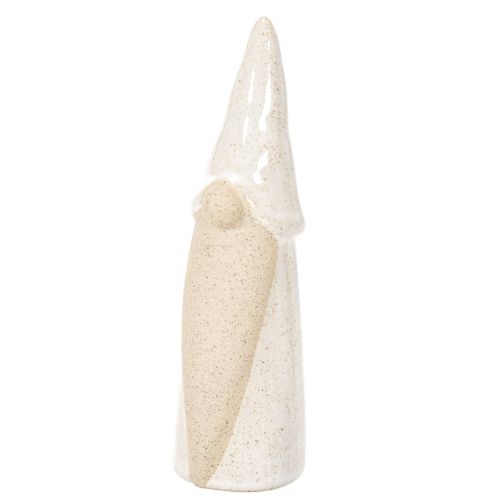Dekorativ gnomfigur, lys keramikk, skandinavisk stil, 18 cm, 3 deler | Floristik24.no