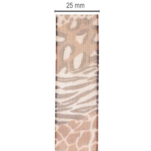 Dekorativt bånd, dyreprint, leopardmønster, gavebånd, 25 mm bredt, 20 m langt | Floristik24.no
