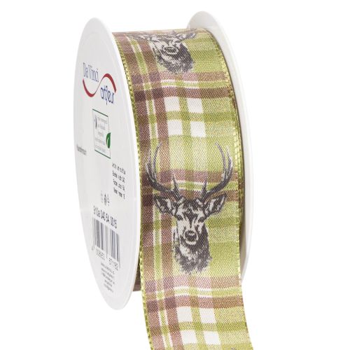 Dekorativt bånd med hjortehode og rutete mønster, 40 mm x 15 m