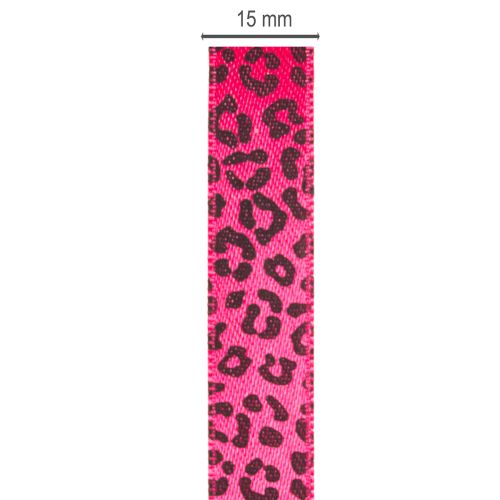 Dekorativt bånd med leopardmønster, rosa, 15 mm x 18 m | Floristik24.no