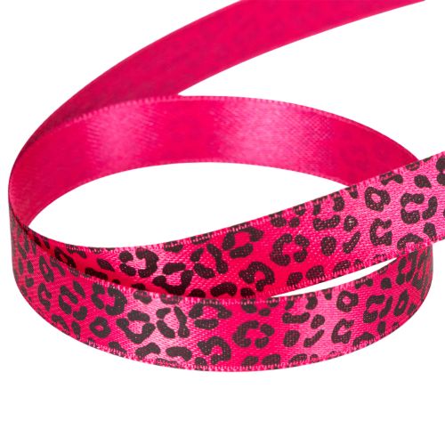 Dekorativt bånd med leopardmønster, rosa, 15 mm x 18 m | Floristik24.no