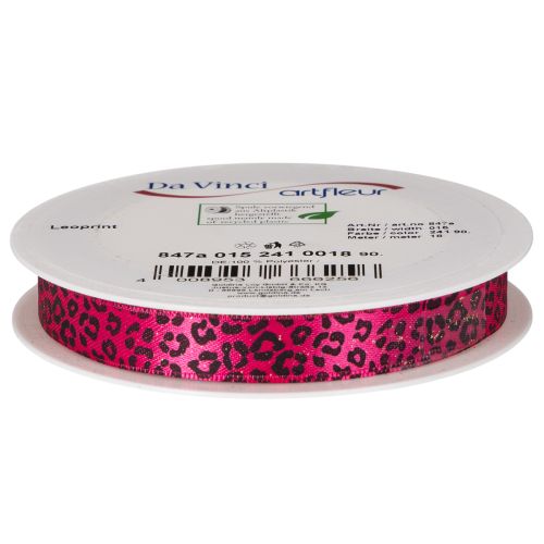 Dekorativt bånd med leopardmønster, rosa, 15 mm x 18 m | Floristik24.no