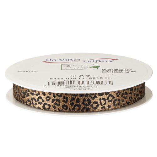 Bånd Leopardmønster Silkebånd Brunt Svart 15mm 18m | Floristik24.no