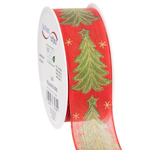 Gavebånd juletre med stjerner 40mm 15m