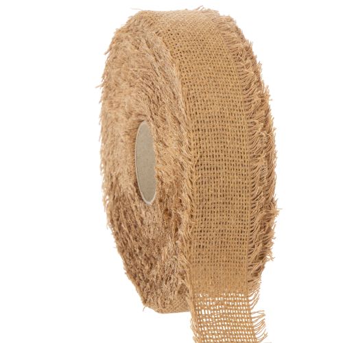 Dekorativt bomullsbånd, rustikk stil, med frynser, 40 mm, 30 m