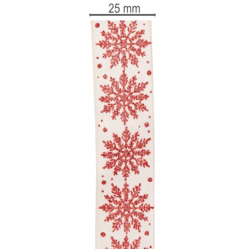 Dekorativt bånd med snøflak, gaveinnpakning, vinter, 25 mm x 20 m | Floristik24.no