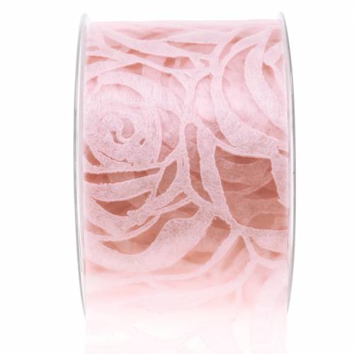 Floristik24 Deco bånd roser bred rosa 63mm 20m
