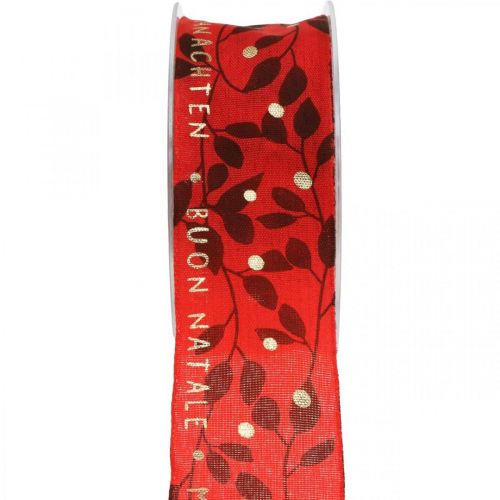 Julebånd med ordtak rød 40mm 20m