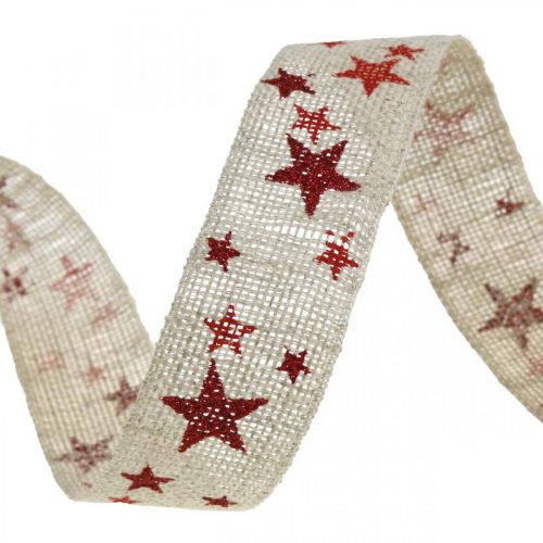 gjenstander Gavebånd sløyfebånd med stjerner hvit rød 25mm 15m