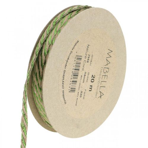Floristik24 Dekorbånd lingrønt, naturlig 4mm gavebånd dekorativt bånd 20m