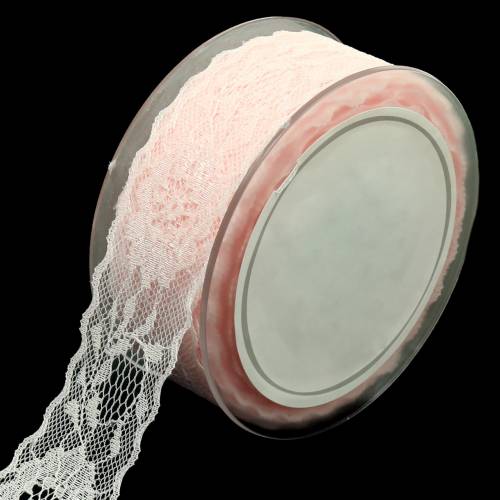 Floristik24 Blonderbånd med blonder med bølget kant rosa 40mm 20m