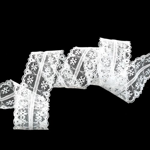 Floristik24 Blonderbånd vintage hvitt 40mm 20m