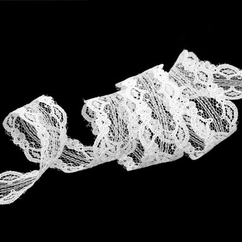 Floristik24 Blondebånd med skjoldkant hvit 25mm 20m