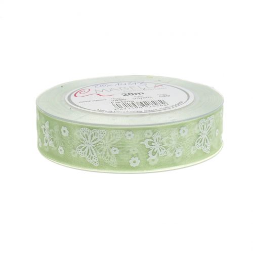 Floristik24 Organza bånd sommerfugl mynte 25mm 20m