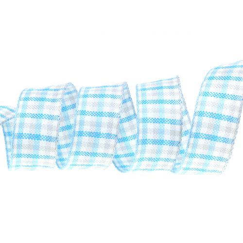 Floristik24 Sjekk bånd blå 25mm 15m