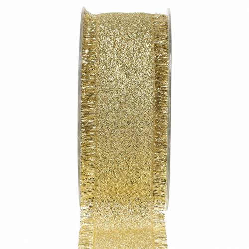 Floristik24 Dekorbånd gull med frynser 40mm 15m