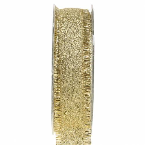 Floristik24 Dekorativt bånd gull med frynser 25mm 15m
