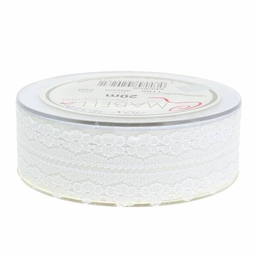 Floristik24 Blonderbånd dekorasjonsbånd hvitt 20m 3cm