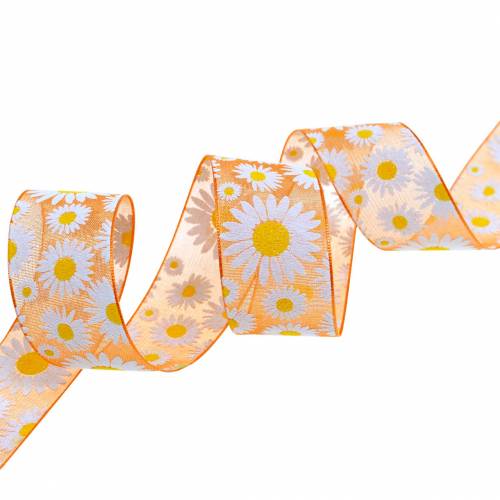 gjenstander Organza bånd oransje med blomster 25mm dekorativt bånd dekorativt bånd 20m