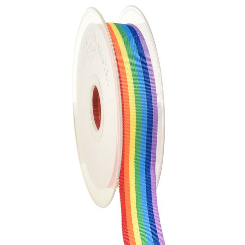 Dekorativt bånd gavebånd regnbue flerfarget 25mm 20m