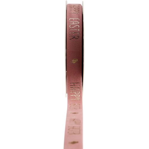 Fløyelsbånd God påske pyntebånd rosa 15mm 5m
