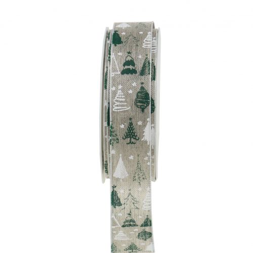 Floristik24 Julebånd Juletre grønt, naturlig 25mm 15m