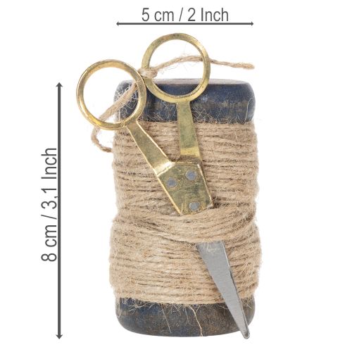 gjenstander Båndspole jutebånd med saks Ø5cm H8cm 2 stk