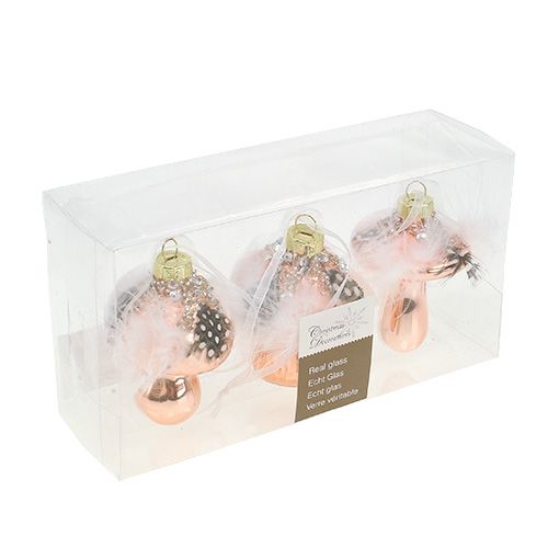 Floristik24 Tredekorasjoner glass sopp kobber 8cm 3stk