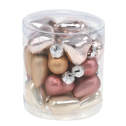 Floristik24 Tredekorasjoner hjerter mix rosa 3cm 24 stk