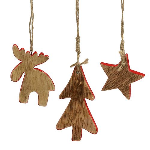 Floristik24 Tredekorasjoner blander rødt, natur 7cm - 9cm 9stk