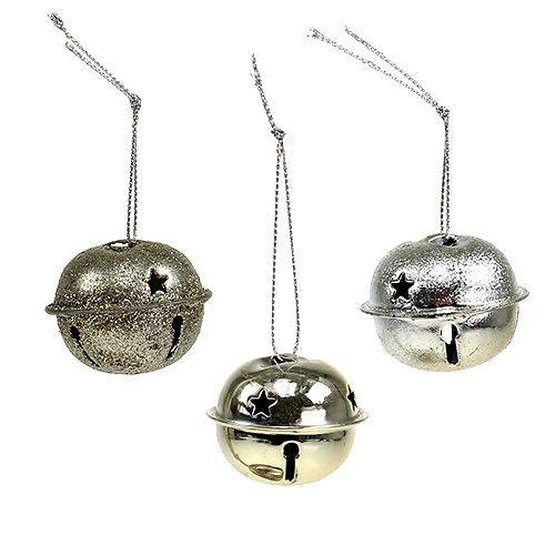 Floristik24 Juletrepynt metallklokke 4cm sølv 12stk