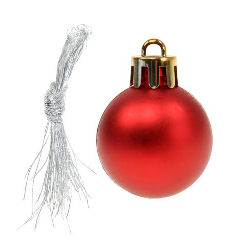 gjenstander Tredekorasjonsblanding rød, hvit, sølv Ø3cm 33stk