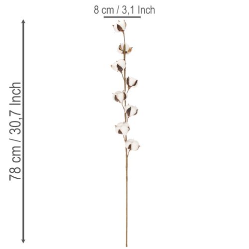 Kunstig bomullsgren med 8 ekte blomster, 78 cm | Floristik24.no