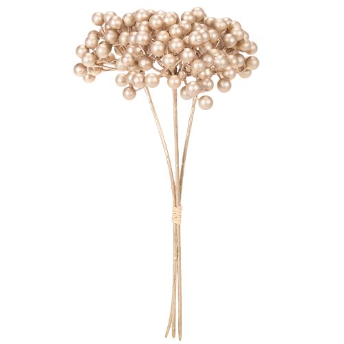 Kunstig bærgren, champagnefarget dekorasjon, 28 cm, 3 stk. | Floristik24.no