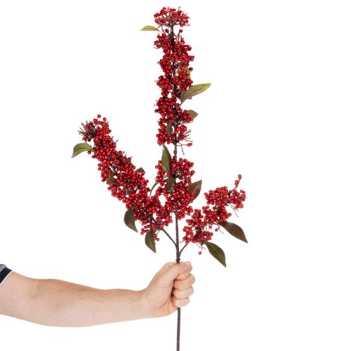 Kunstig gren med røde bær og blader, 96 cm | Floristik24.no