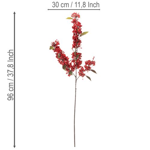 Kunstig gren med røde bær og blader, 96 cm | Floristik24.no