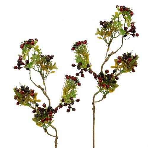 Kunstig bær gren cotoneaster rød 50cm 2stk