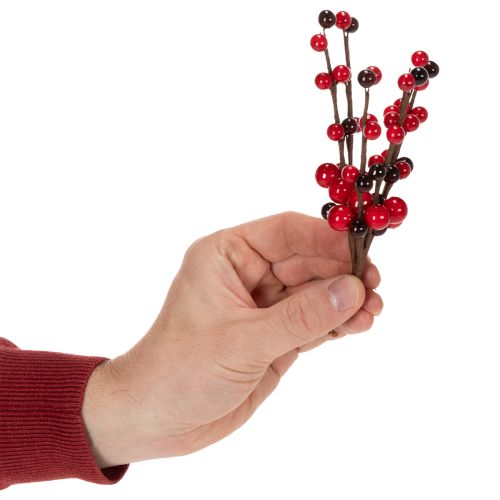Kunstig gren med røde bær, 15 cm, 6 stk. | Floristik24.no