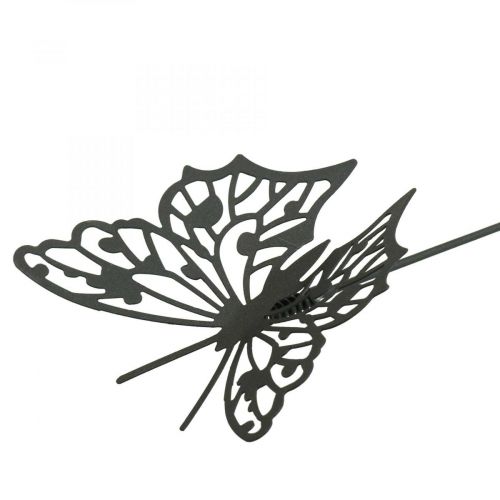 Blomsterplugg metall sommerfugl sort 10,5×8/44cm 3stk