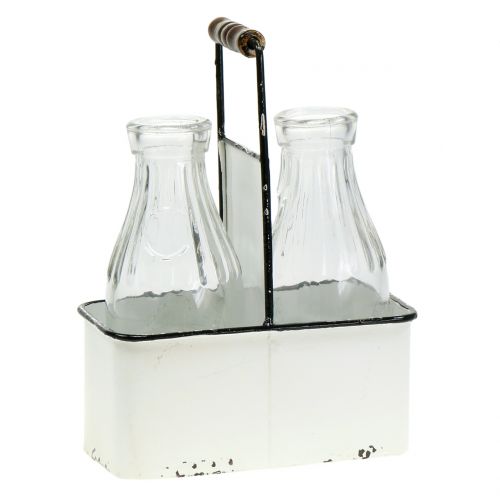 Dekorative flaskevaser i metallholder H25cm