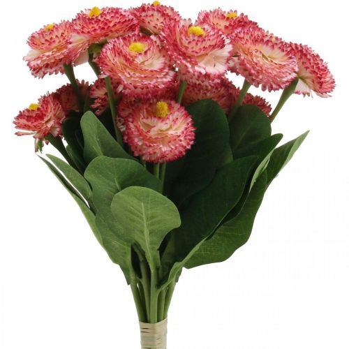 Kunstig blomst, kunstig bellis i haug, tusenfryd hvit-rosa L32cm 10stk