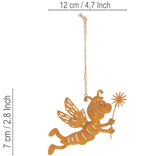 Hengende biedekorasjon, rustfarget metall, sommerdekorasjon, 12 cm, 6 stk. | Floristik24.no