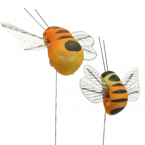gjenstander Deco bee, vårdekor, bie on wire oransje, gul B5/6,5cm 12stk